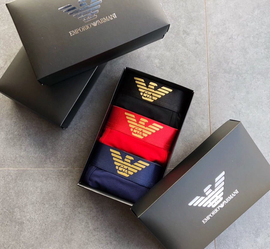 Armani Cotton Men's Boxer Briefs - 3-Piece Box