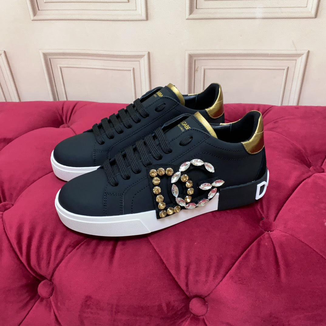 D*G Premium Leather Casual Sneakers - Designer Unisex Shoes in 4 Styles