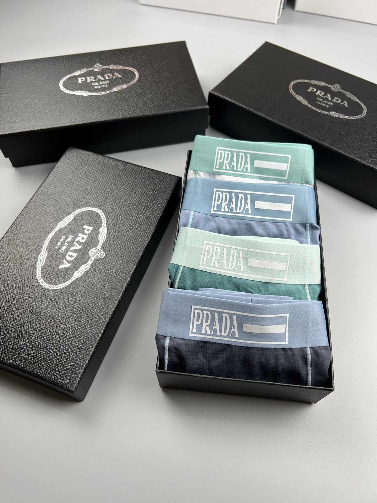 Prada Modal Visible Colour, Waistband And Emblem Details Men's Boxer Briefs - 3-Piece Box