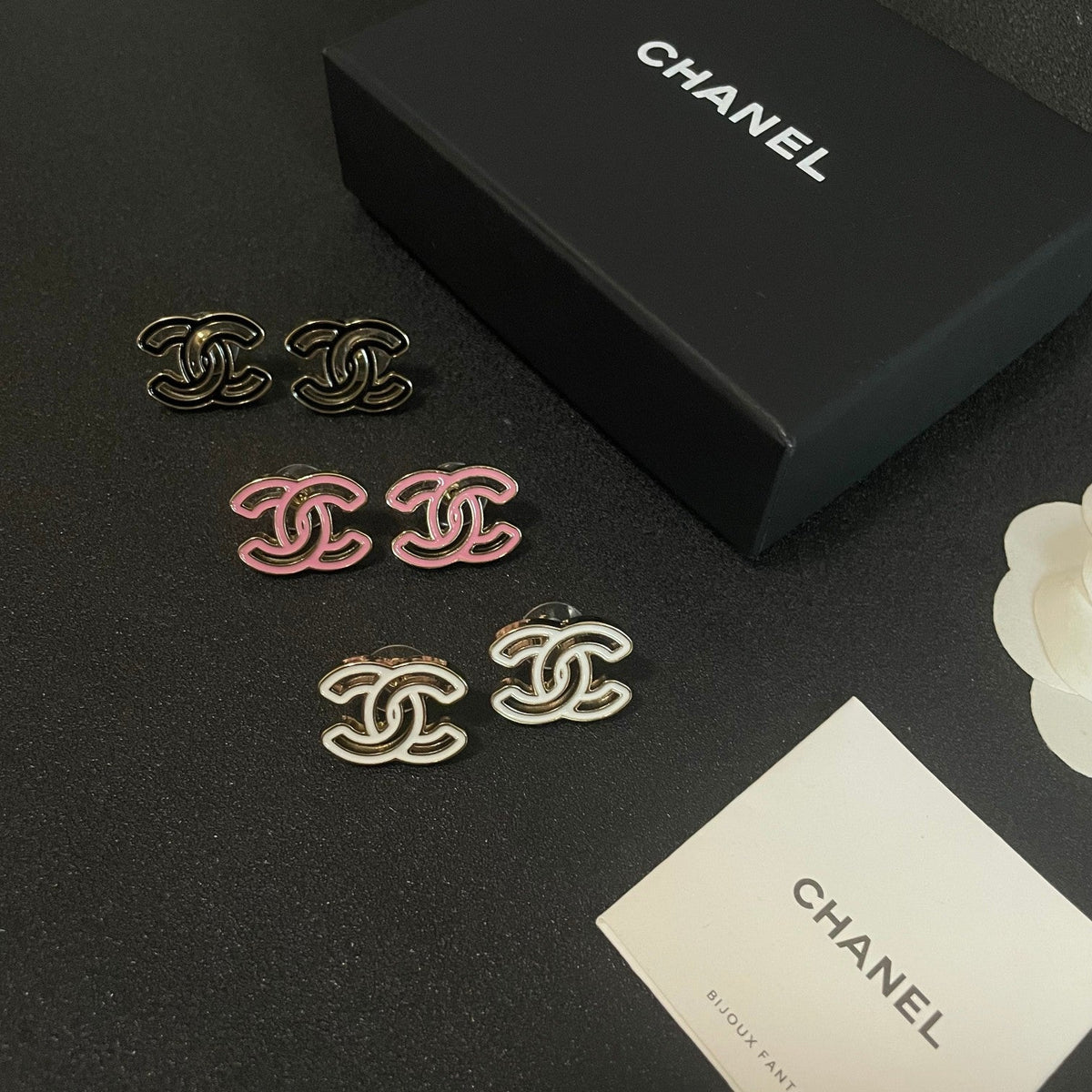 Martin Graham stud earrings in polished metal-tone – side detail
