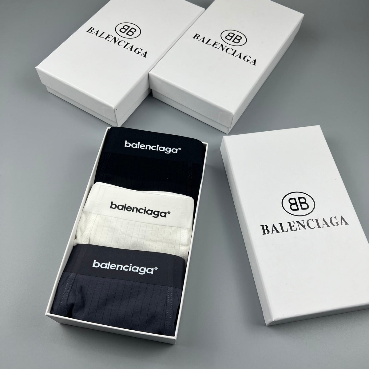 Balenciaga Tonal Wordmark Waistbands Men's Boxer Briefs - 3-Piece Box
