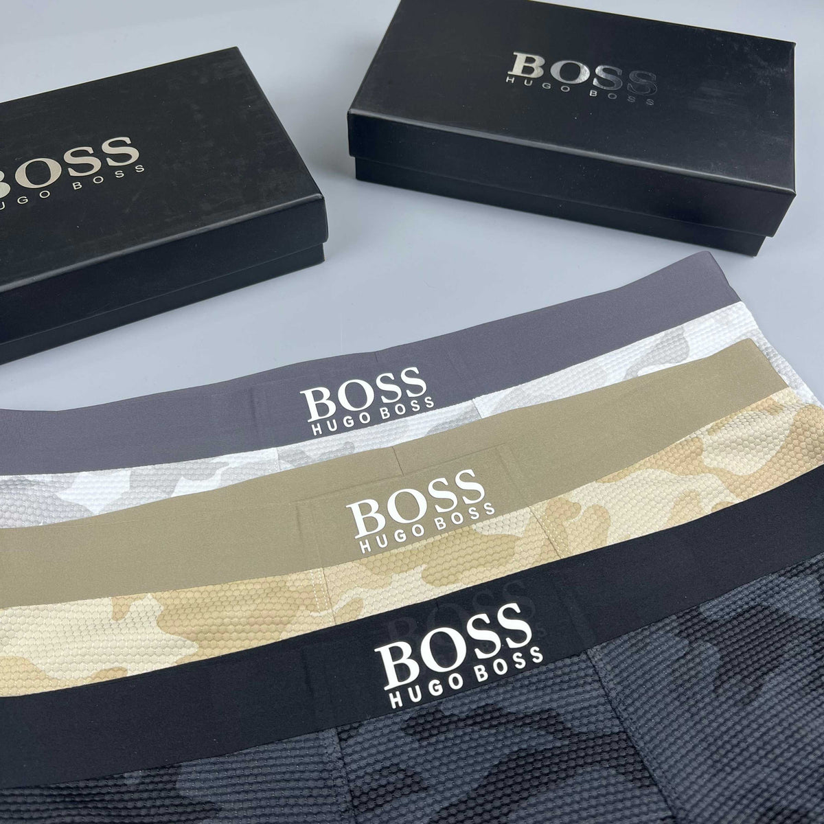 BOSS Sand Camo Boxer Briefs 3-Piece Box Collection Essentials