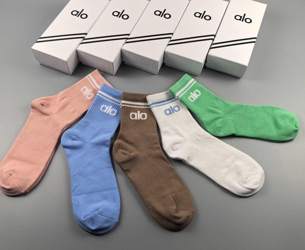 Alo Clean Wordmarks Crew Socks - 5-Pair Set