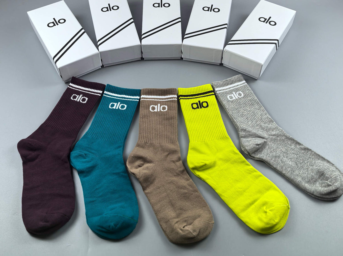 Unbranded Neon Mixed-Colour Crew Crew Socks 5-Pair Box Collection