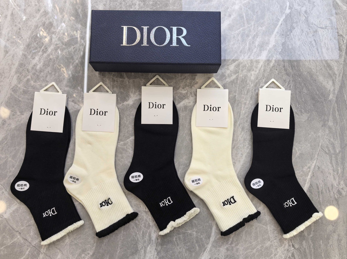 Dior Cotton Short Socks - 5-Pair Pack