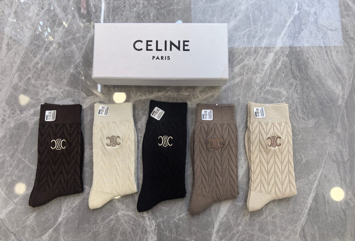 Celine Crew Socks - 5-Pair Pack