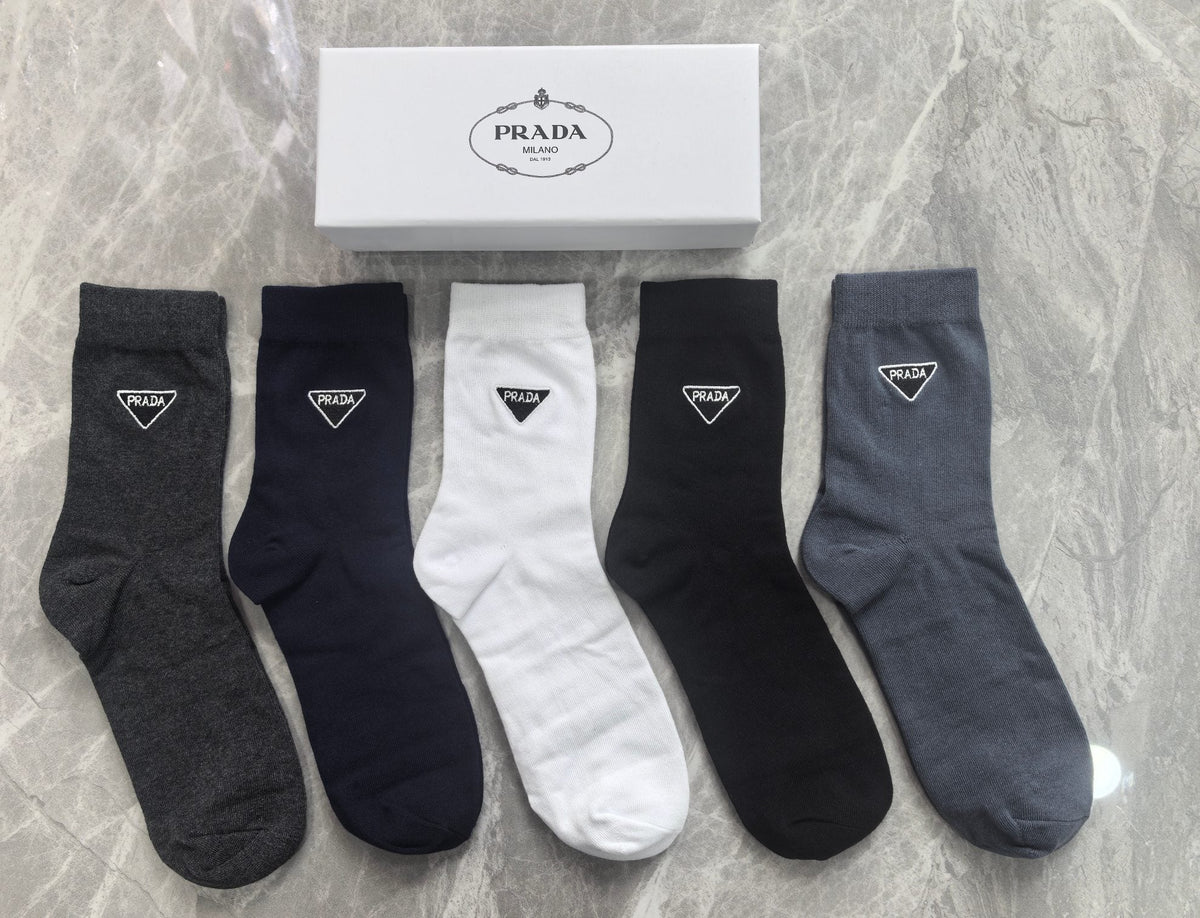 Prada Cotton Crew Socks - 5-Pair Pack