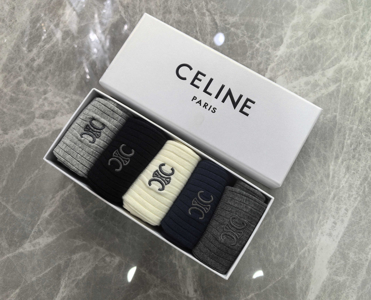 Celine Cotton Short Socks - 5-Pair Pack