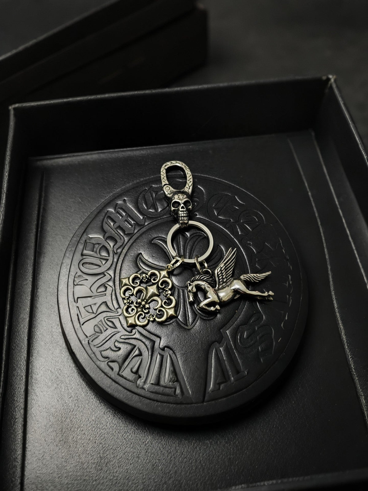 Martin Graham keychain in polished metal-tone – styled product view