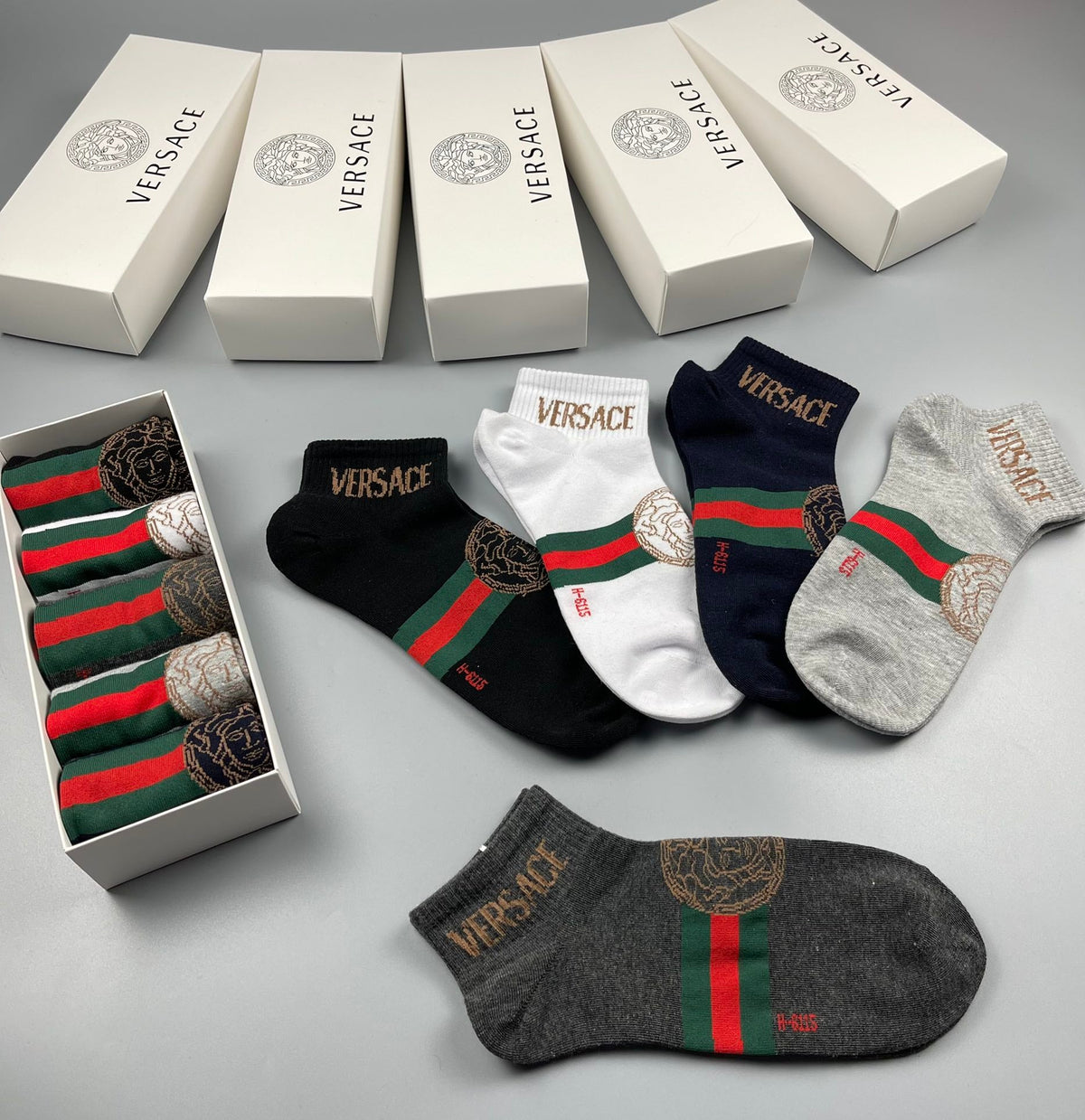 Versace Cotton Crew Socks - 5-Pair Pack