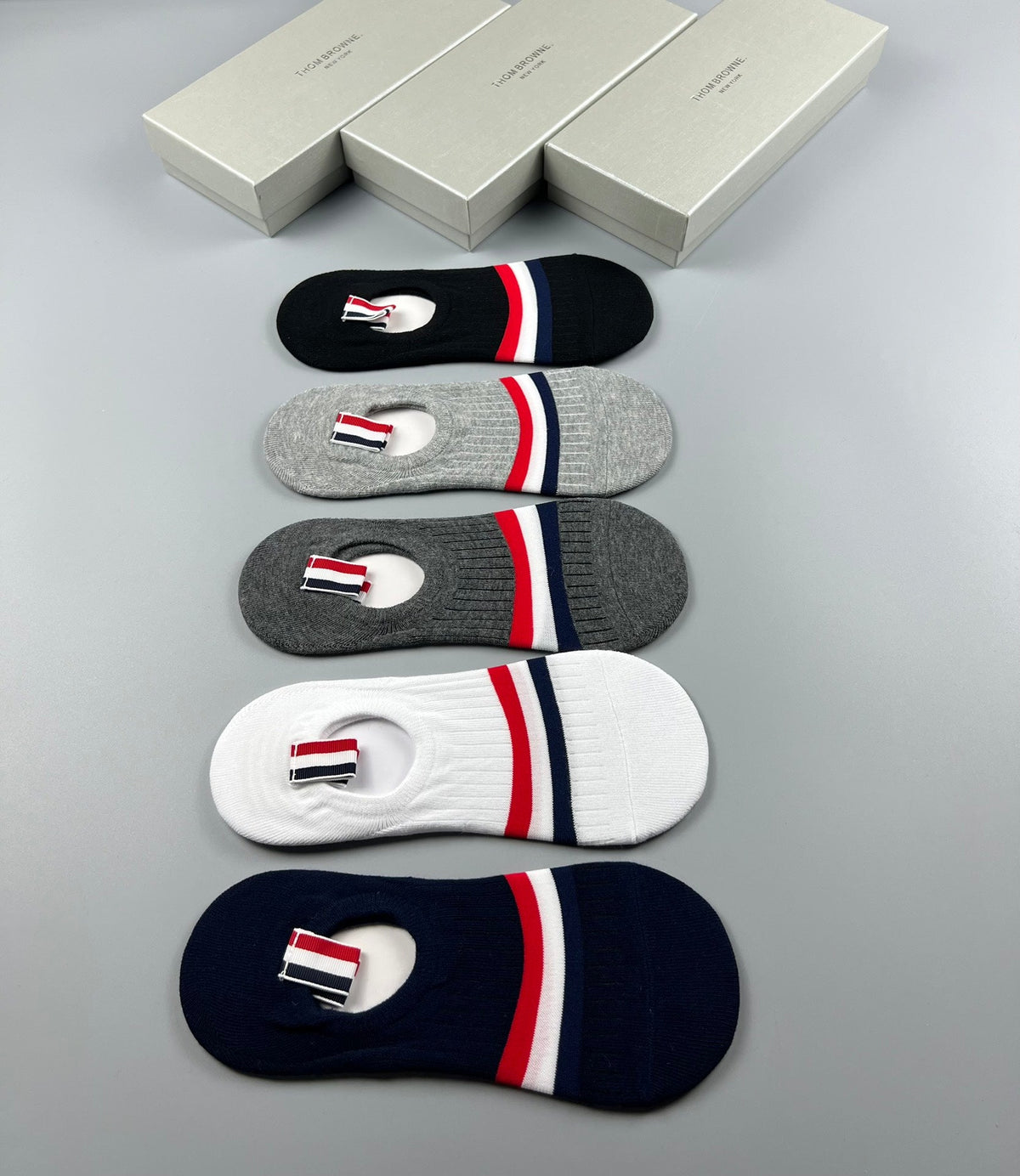 Thom Browne Cotton No-Show Socks - 5-Pair Pack