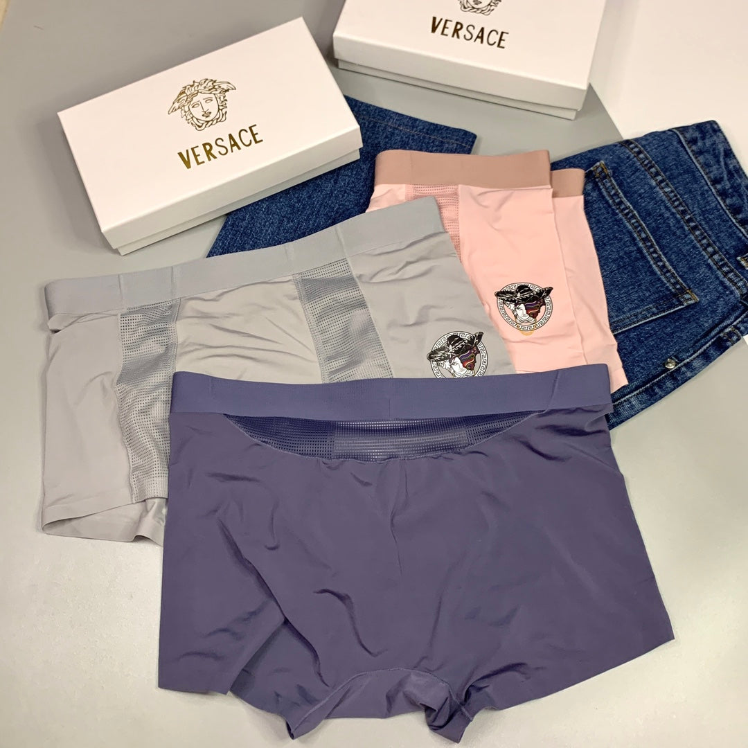 Versace Medallion Patch Details Men's Boxer Briefs - 3-Piece Box
