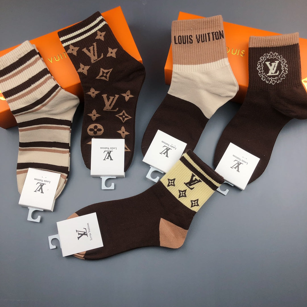Louis Vuitton Monogram Crew Socks - 5-Pair Box