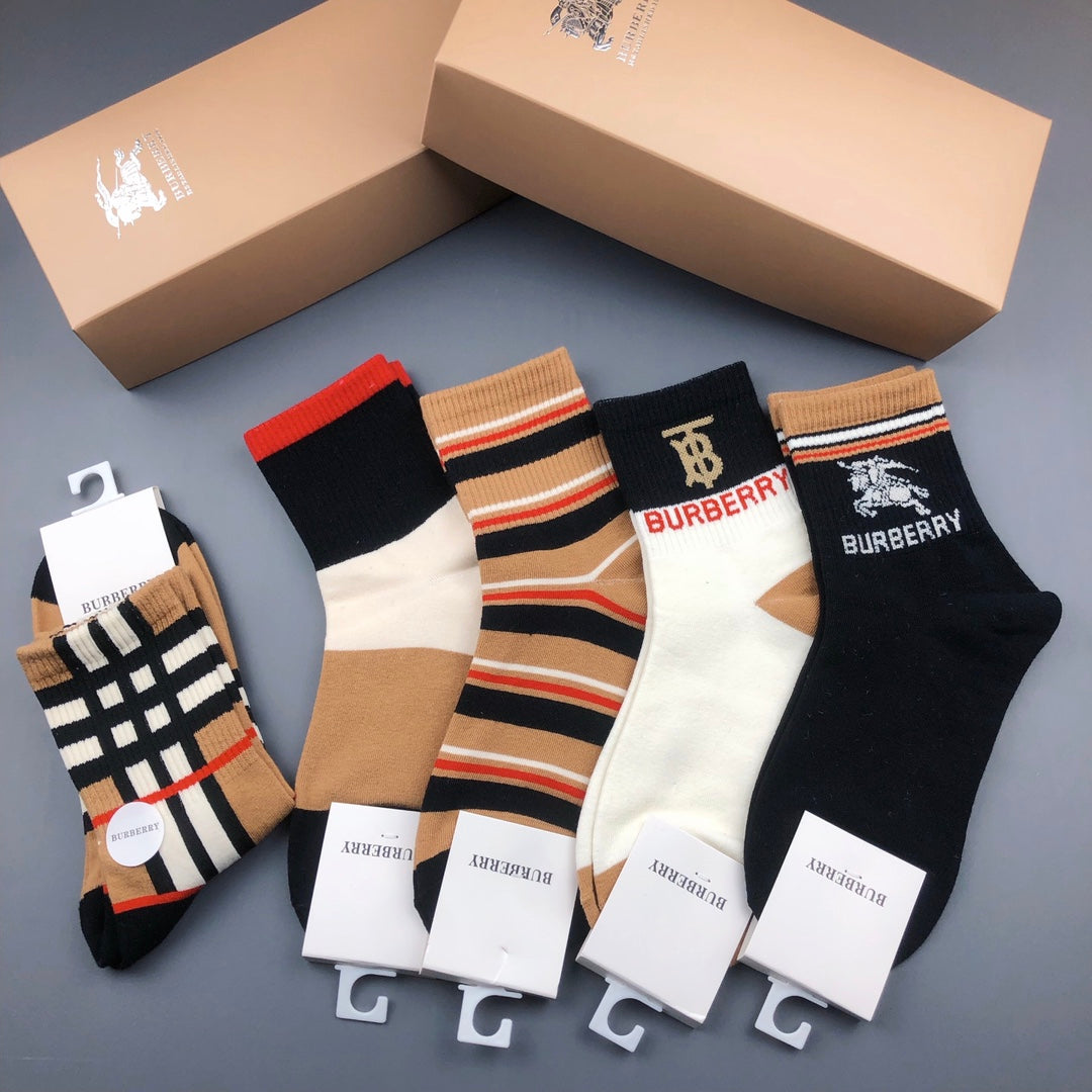 Burberry Cotton Crew Socks - 5-Pair Pack