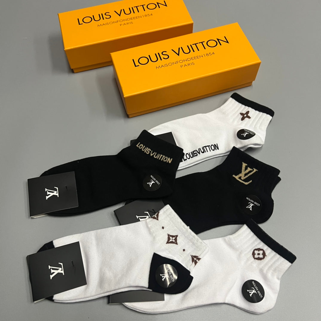 Louis Vuitton Small Initial And Emblem Details Ankle Socks - 5-Pair Set