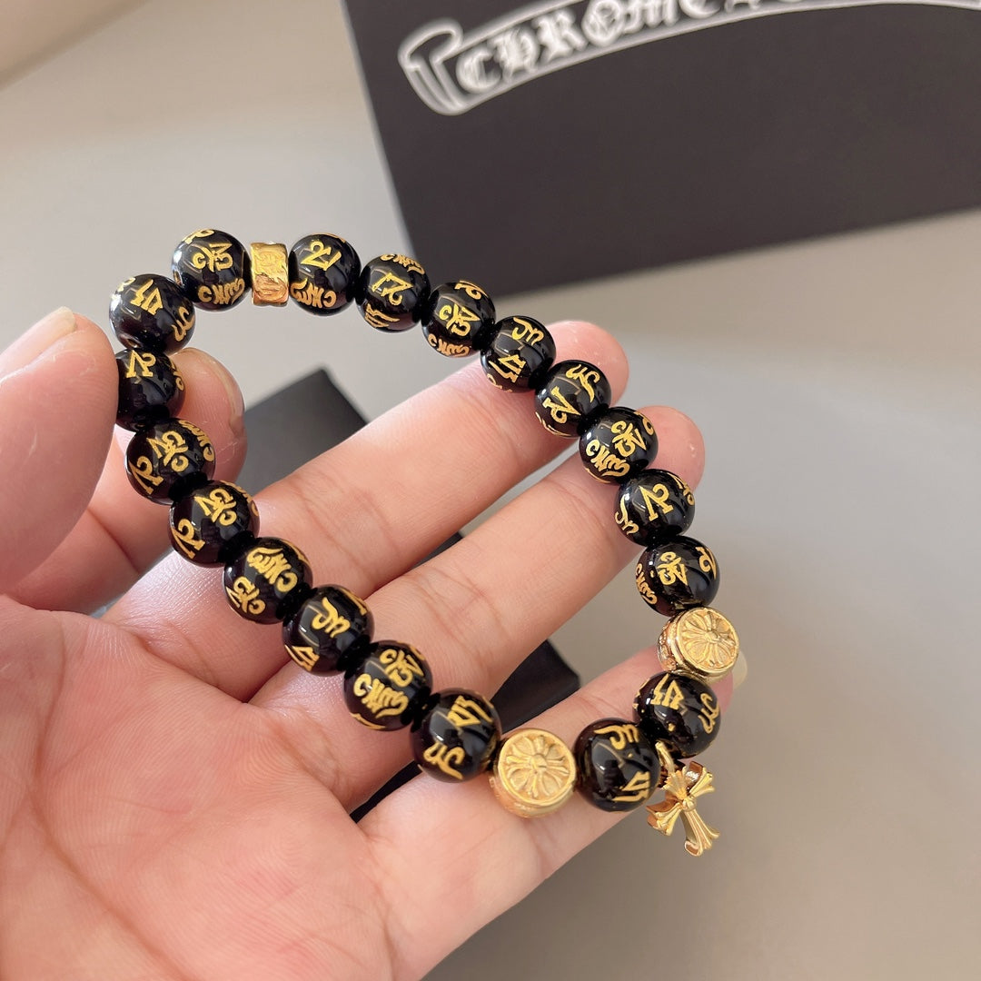 Martin Graham beaded bracelet in polished metal-tone – front product view