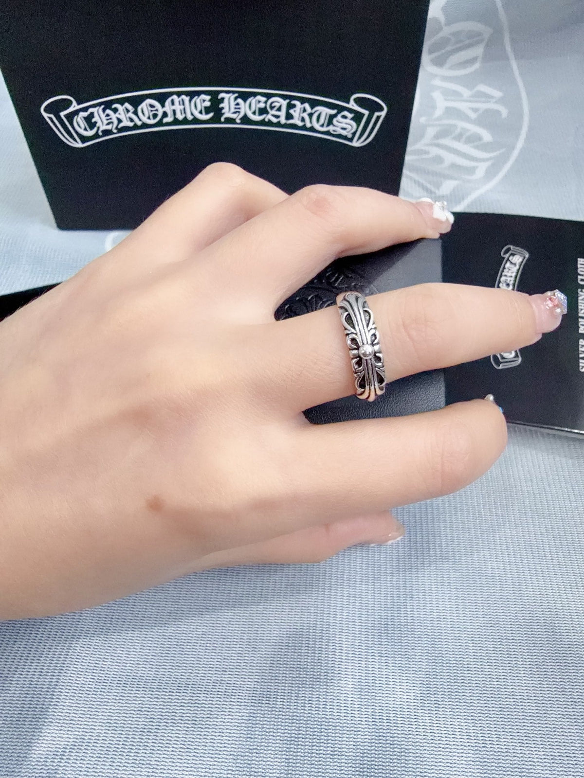 Martin Graham ring in polished metal-tone – styled product view