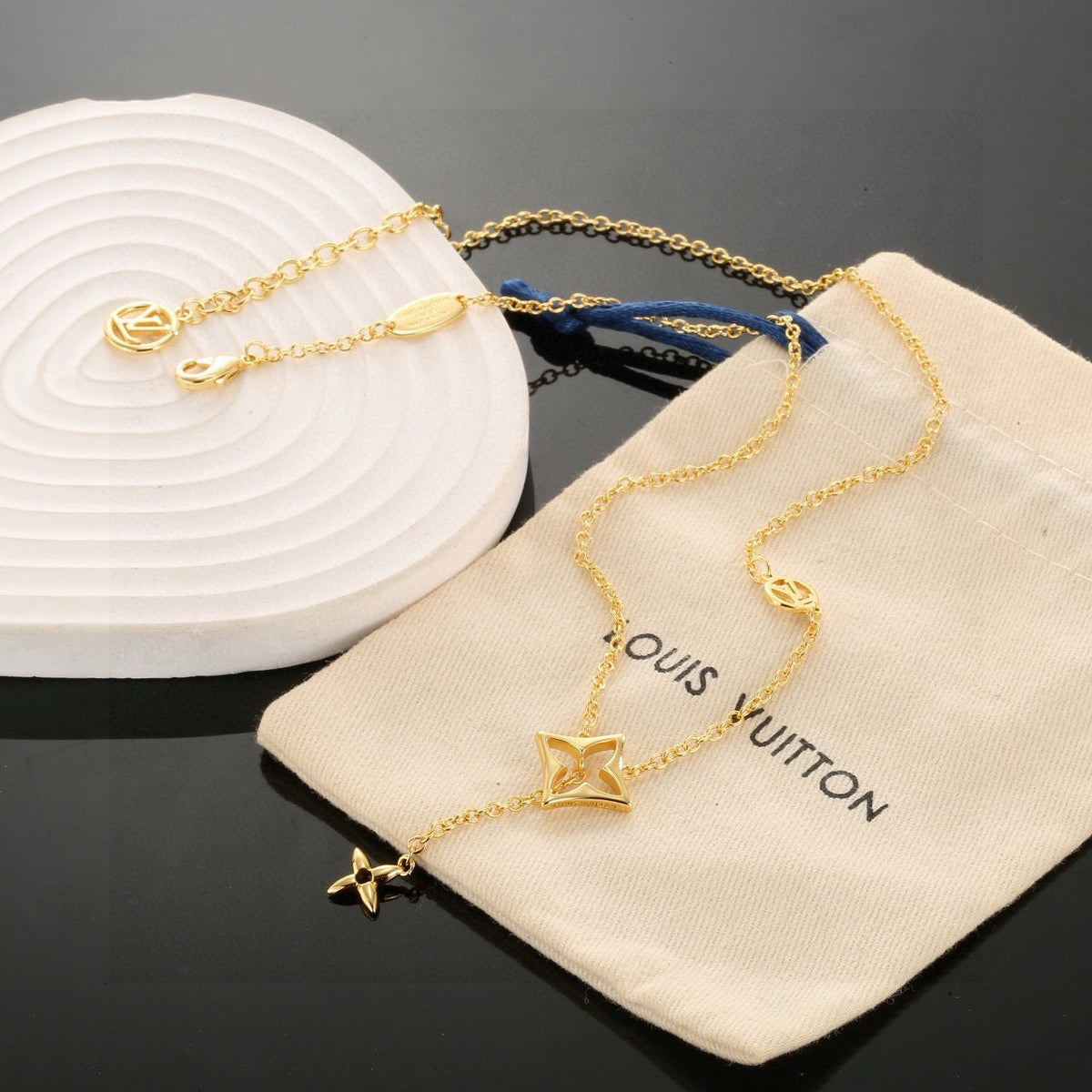 Martin Graham pendant necklace in polished metal-tone – front product view