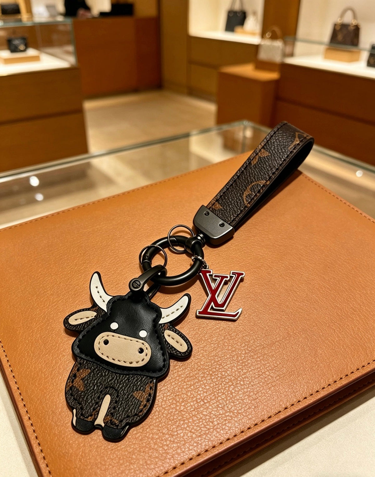 Martin Graham keychain in polished metal-tone – styled product view