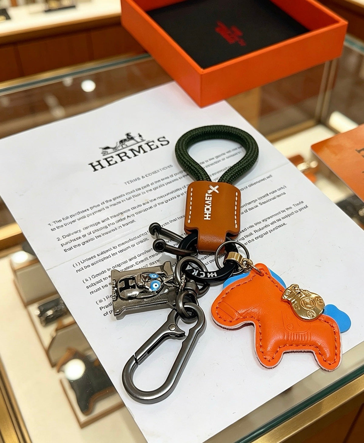 Martin Graham keychain in polished metal-tone – styled product view