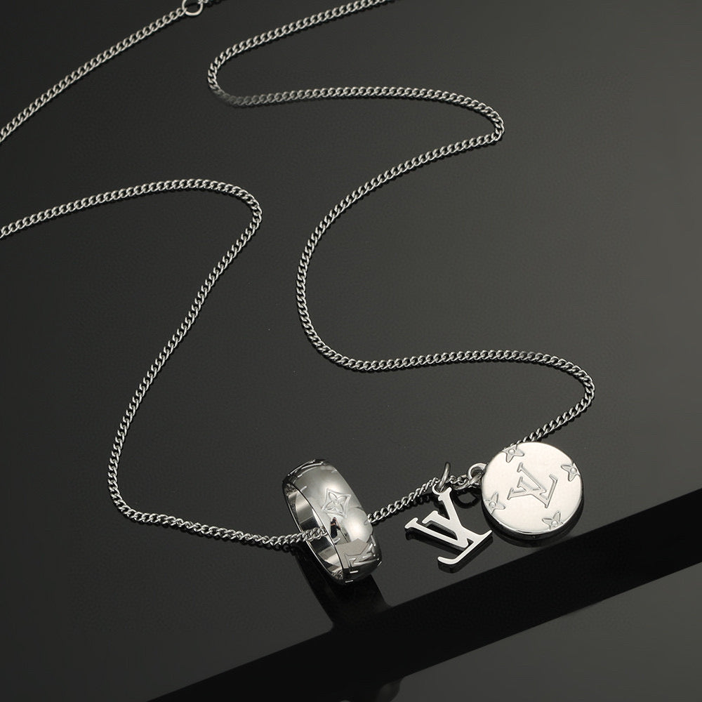 Martin Graham pendant necklace in polished metal-tone – front product view