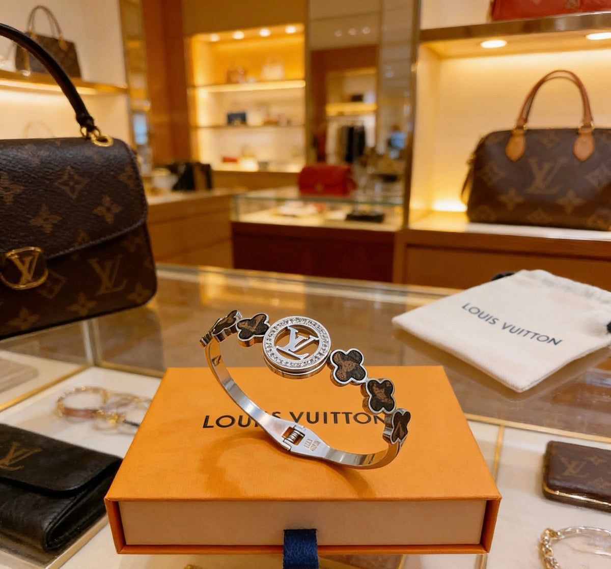 Martin Graham bangle in polished metal-tone – styled product view