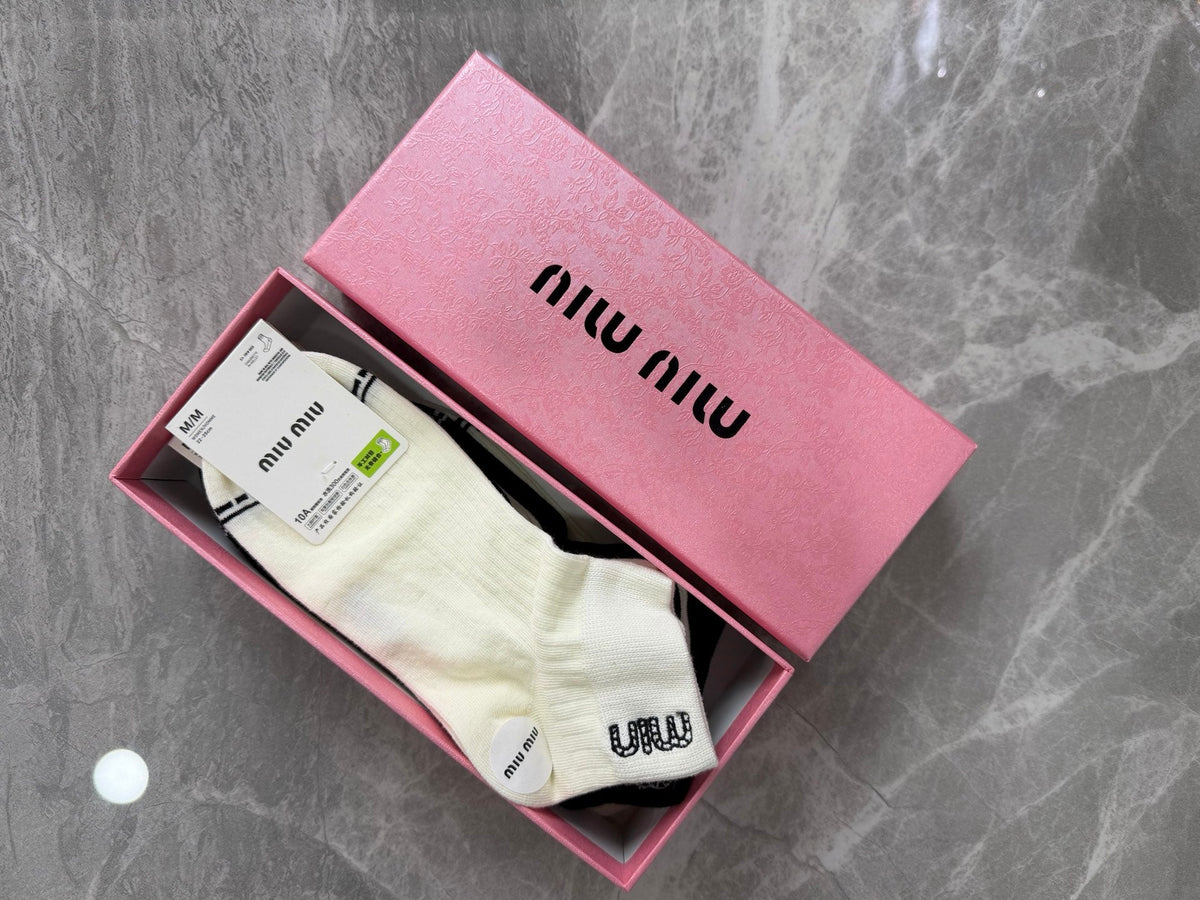 Miu Miu Clean Logo Details Ankle Socks