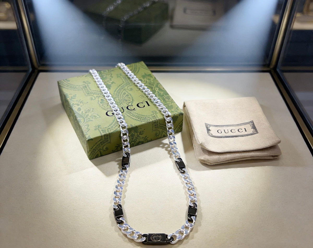 Martin Graham pendant necklace in polished metal-tone – styled product view