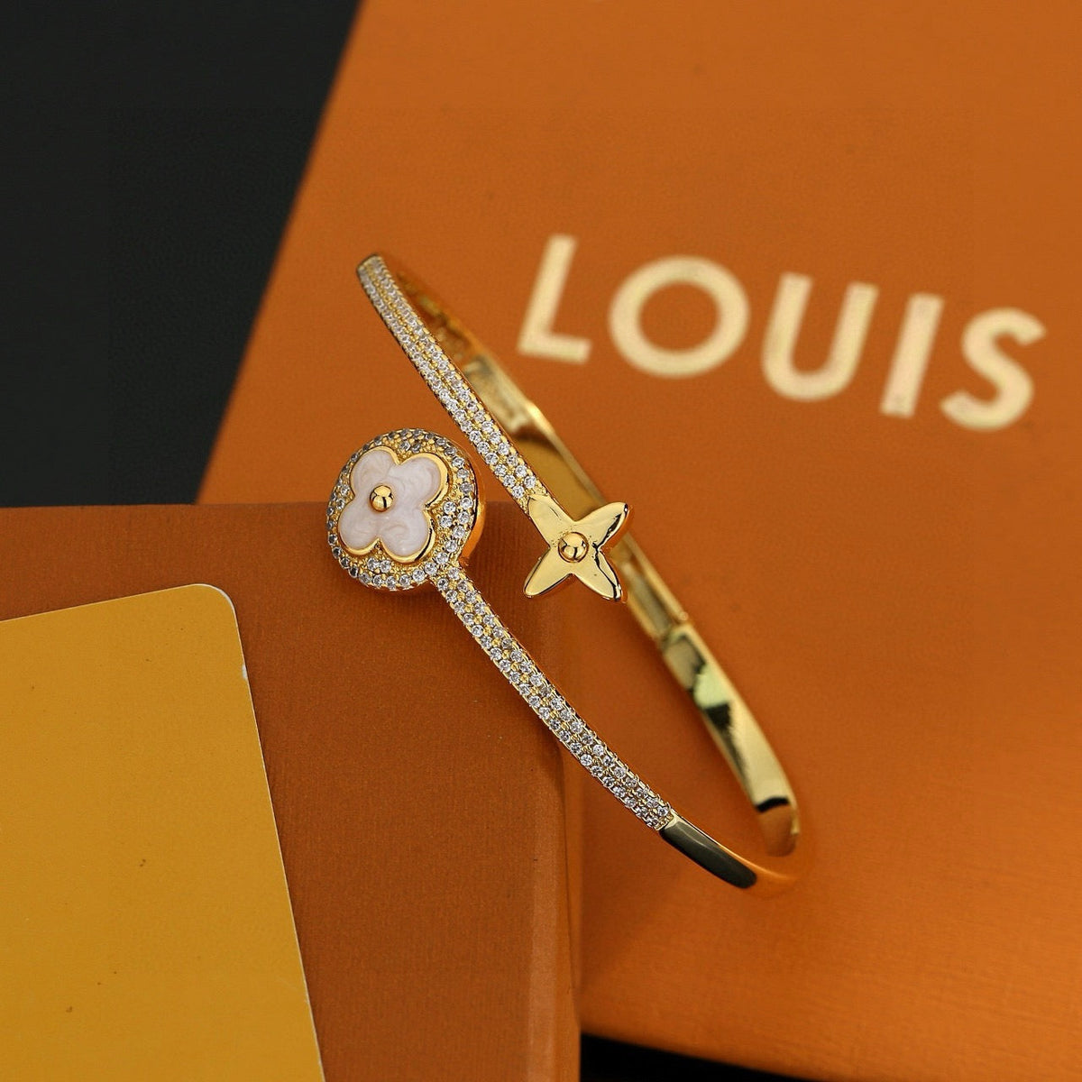 Martin Graham bangle in polished metal-tone – styled product view
