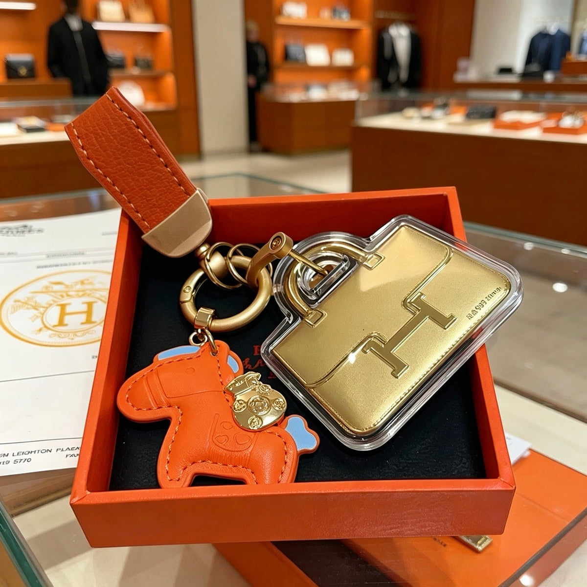 Martin Graham keychain in polished metal-tone – styled product view