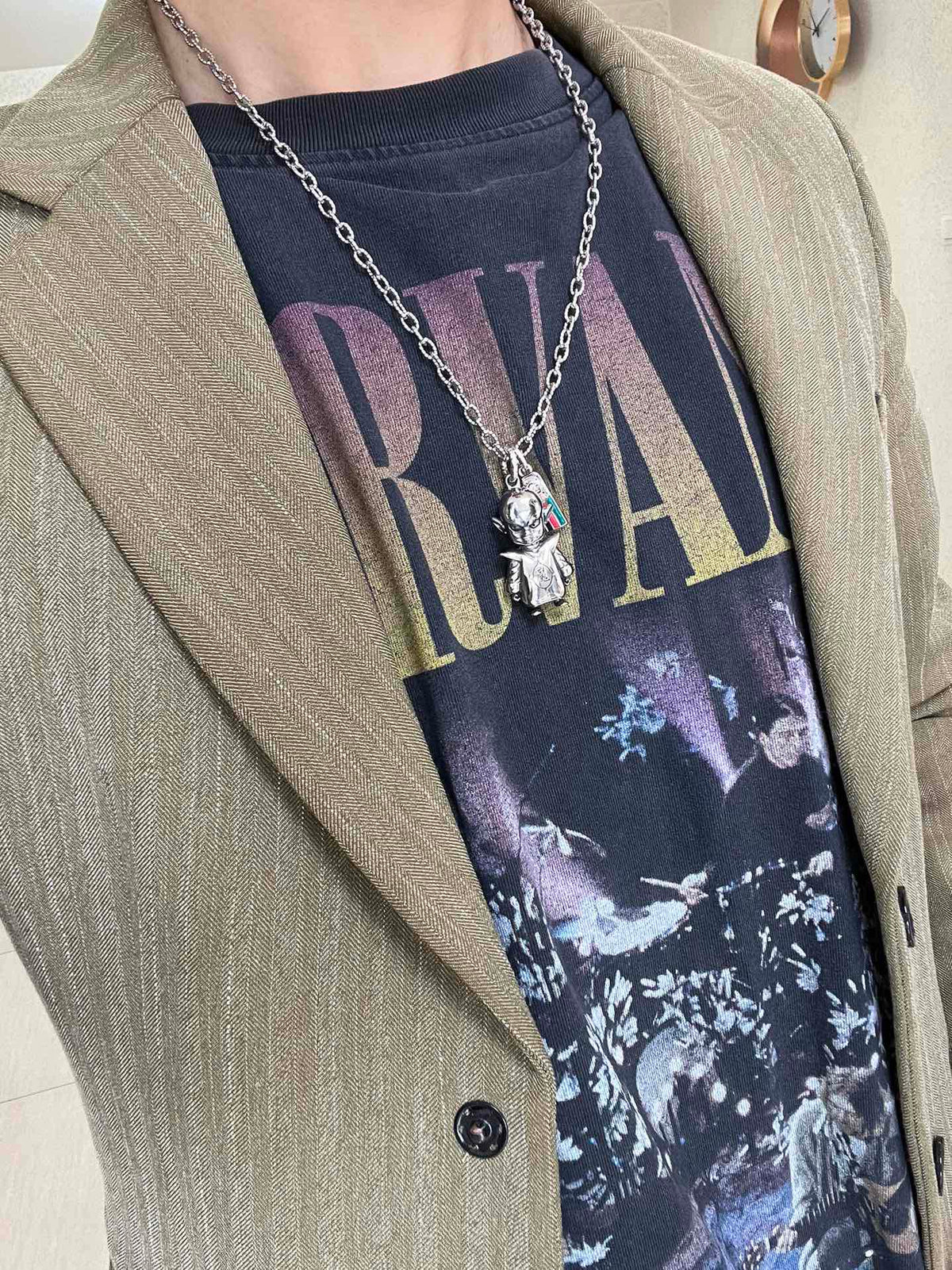 Martin Graham pendant necklace in polished metal-tone – detail view