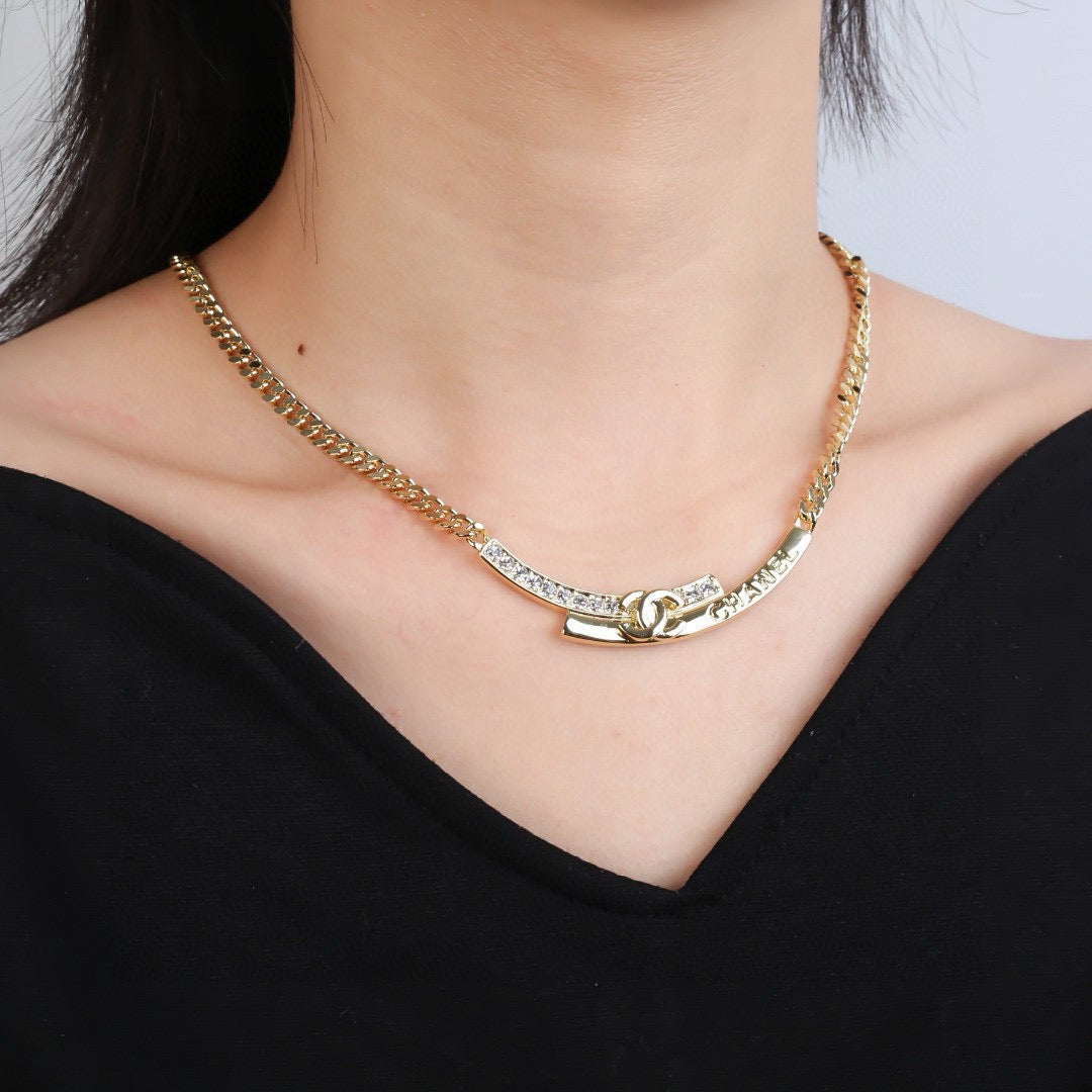 Martin Graham pendant necklace in polished metal-tone – front product view