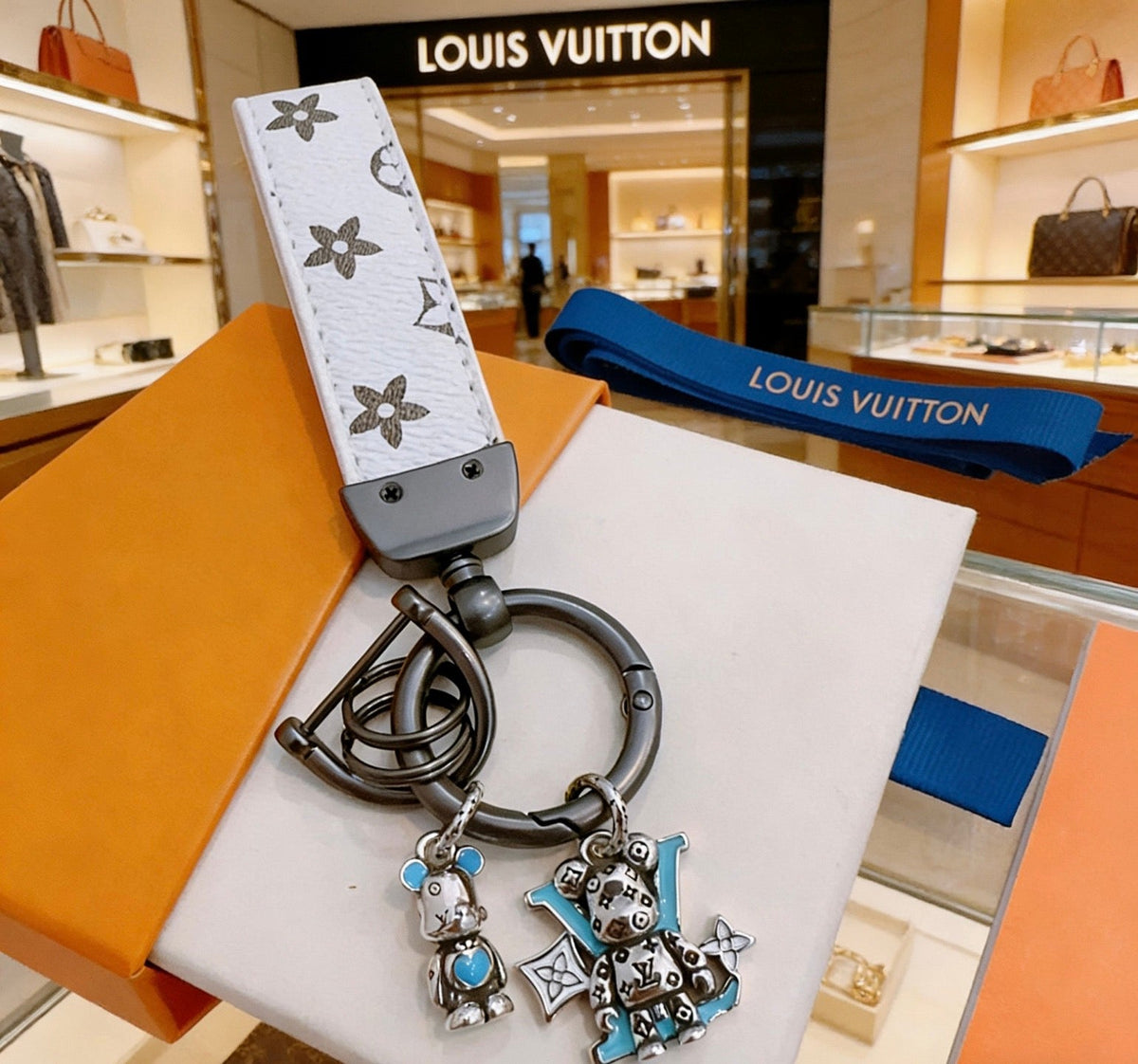 Martin Graham keychain in polished metal-tone – styled product view
