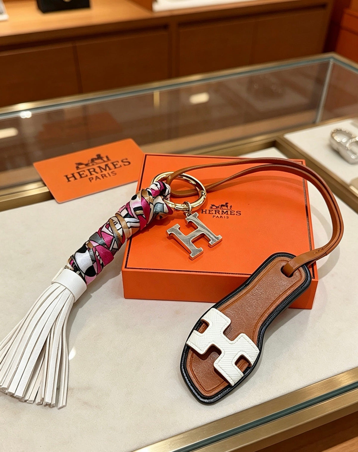 Martin Graham keychain in polished metal-tone – styled product view