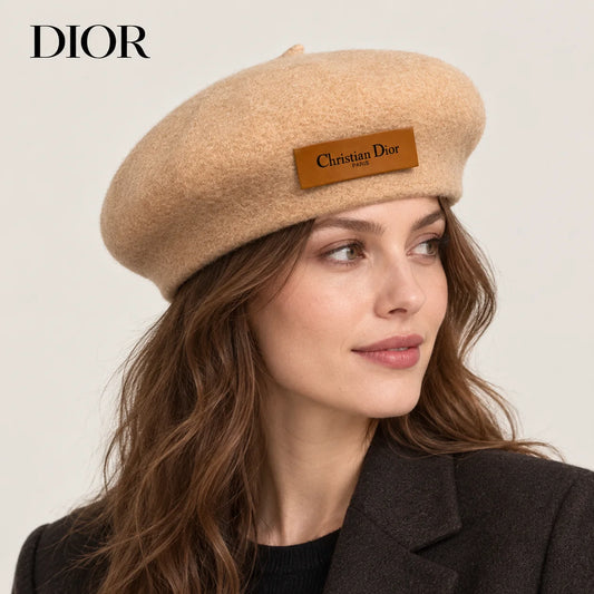 Dior hat worn by a female model, showing the hat shape and detailing.