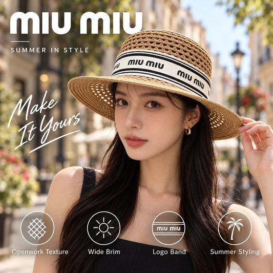 Miu Miu Woven Open Knit Hat - image 1