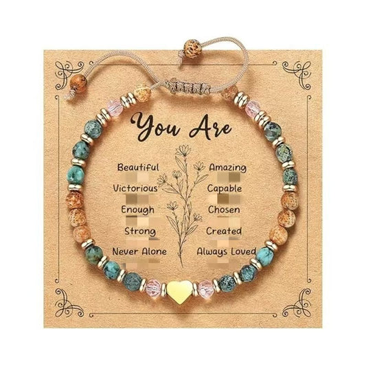 Badass Teacher Morse Code Bracelet | African Turquoise & Tiger Eye Heishi Beads | Teacher Appreciation Gift