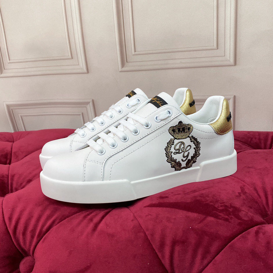 D*G  Luxury Genuine Leather Casual Sneakers - Italian Designer Unisex Shoes