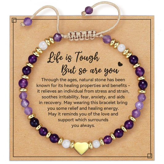 Life is Tough But So Are You Bracelet | African Turquoise & Picture Jasper | Gold Heart Charm | Encouragement Gift