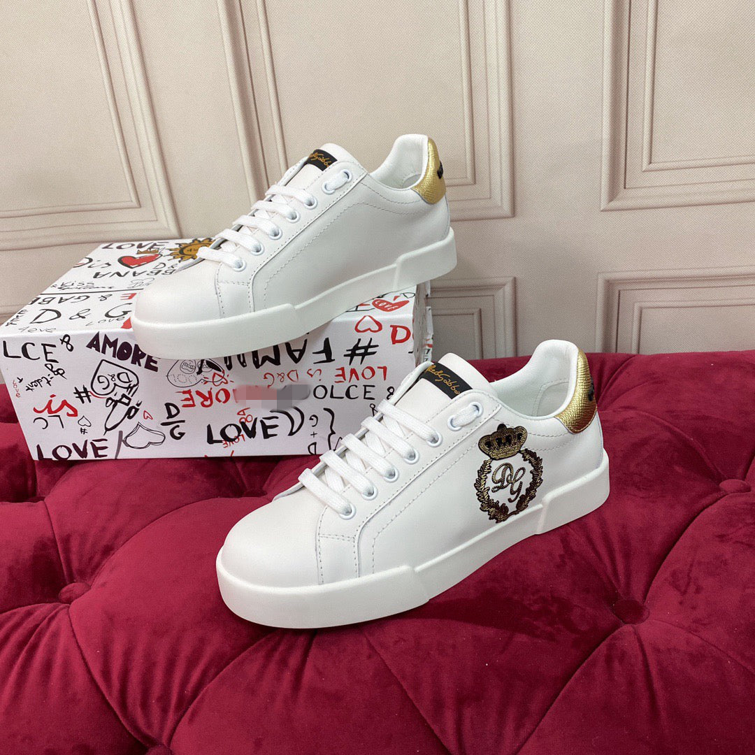 D*G  Luxury Genuine Leather Casual Sneakers - Italian Designer Unisex Shoes