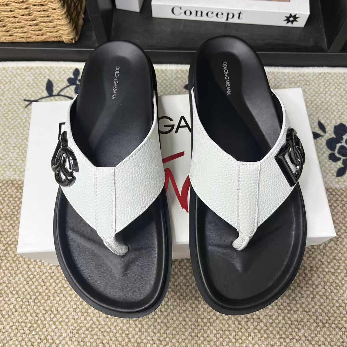 D*G  Premium Leather Casual Slippers - Designer Men's Slides in 5 Colors