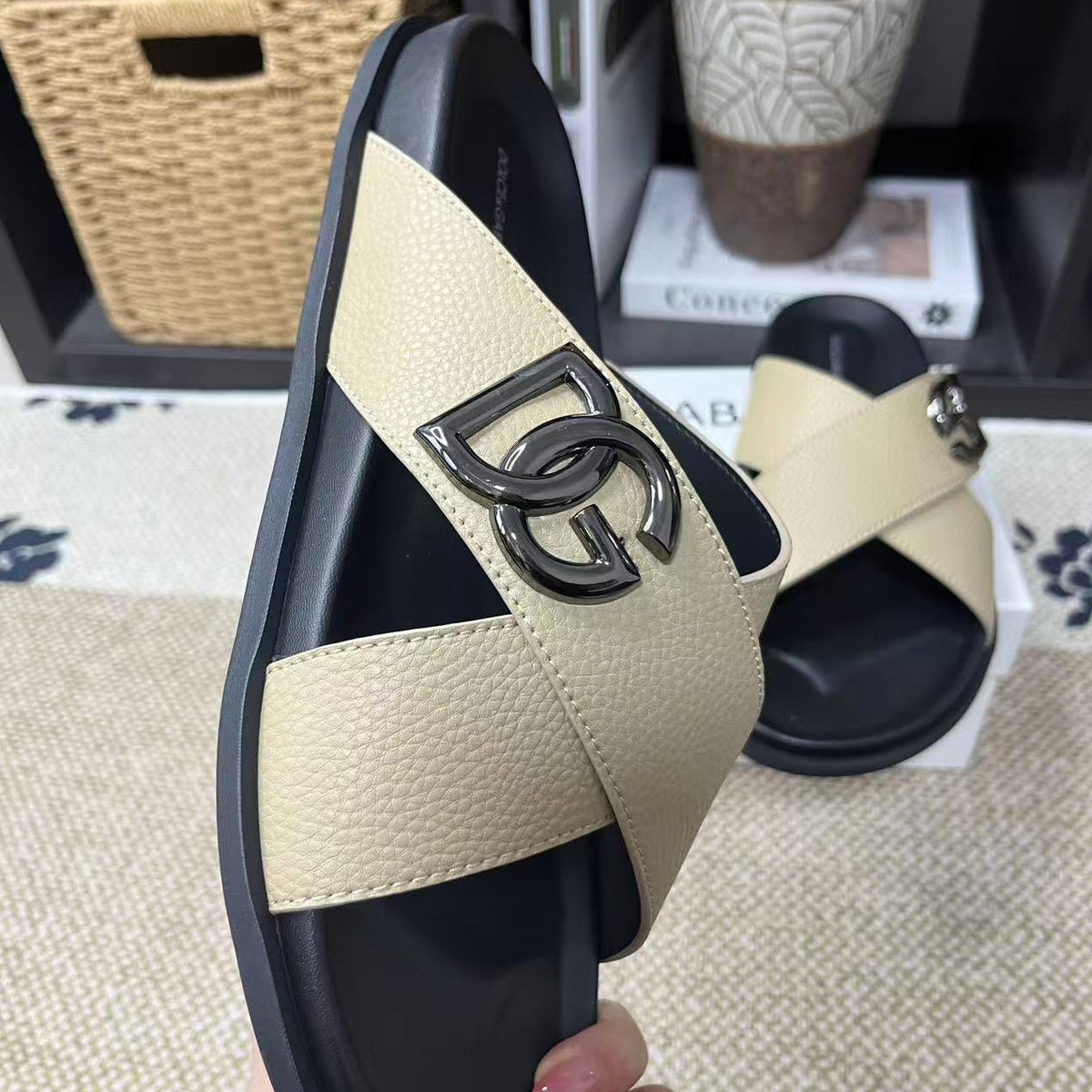 D*G  Premium Leather Casual Slippers - Designer Men's Slides in 5 Colors