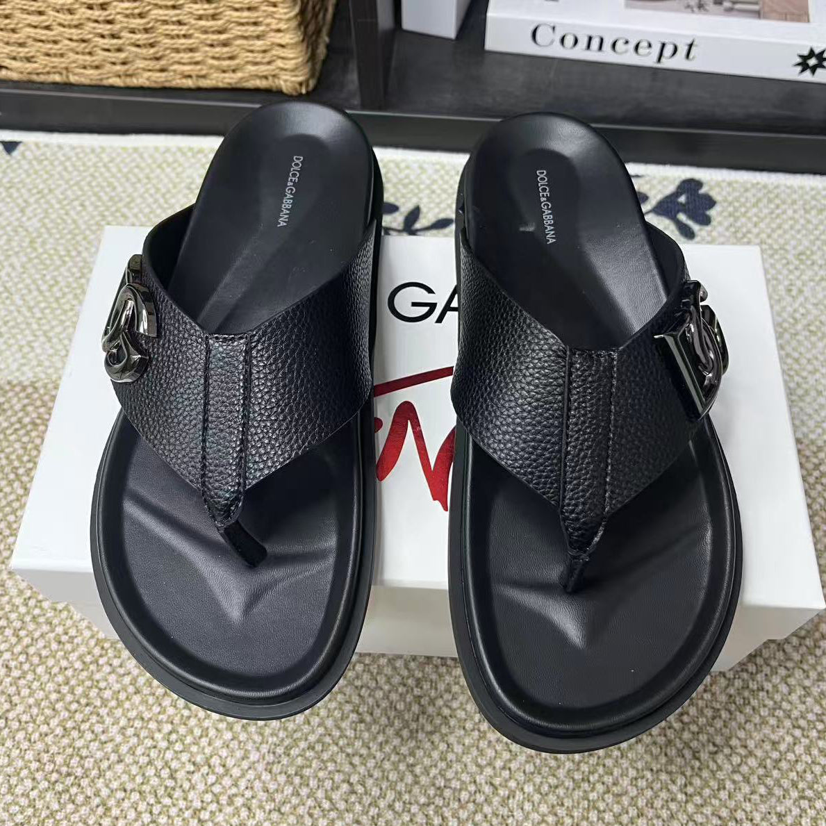 D*G  Premium Leather Casual Slippers - Designer Men's Slides in 5 Colors