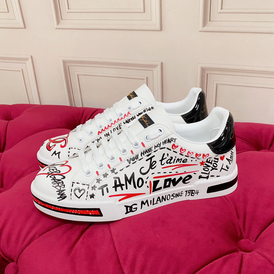 D*G  Luxury Genuine Leather Casual Sneakers - Italian Designer Unisex Shoes