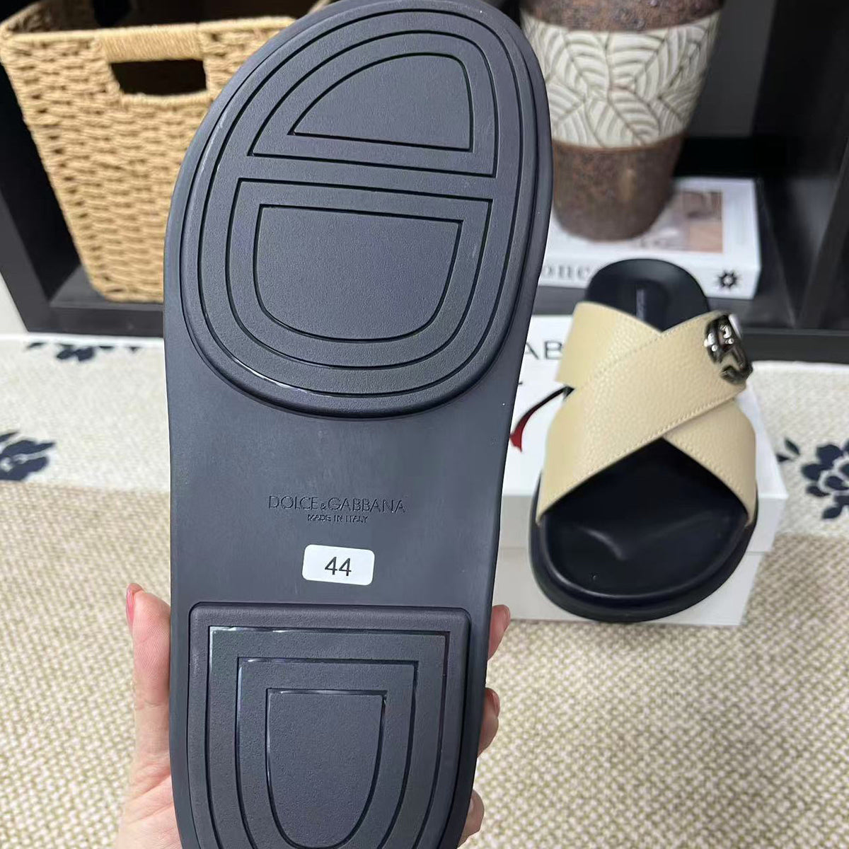 D*G  Premium Leather Casual Slippers - Designer Men's Slides in 5 Colors