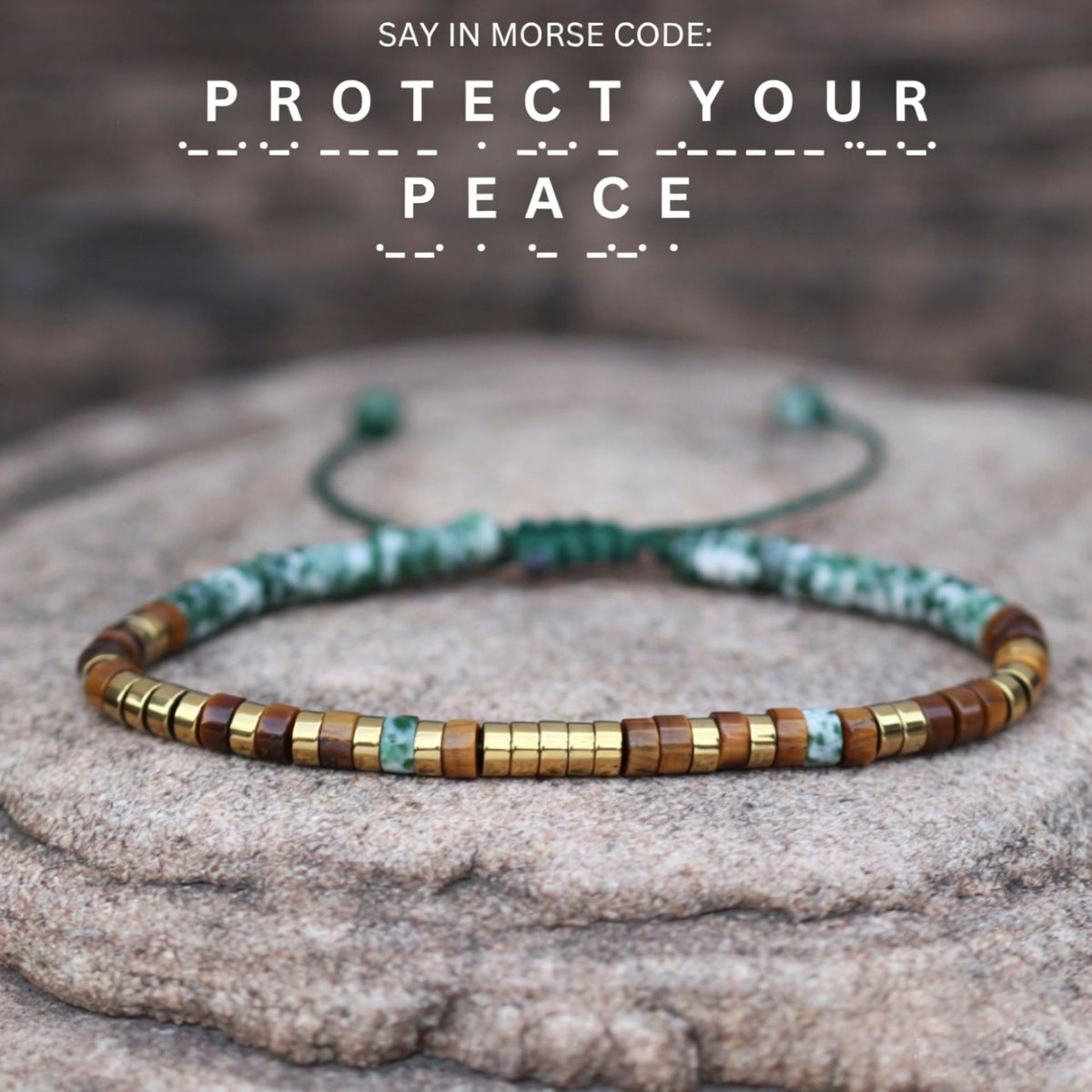 Badass Teacher Morse Code Bracelet | African Turquoise & Tiger Eye Heishi Beads | Teacher Appreciation Gift