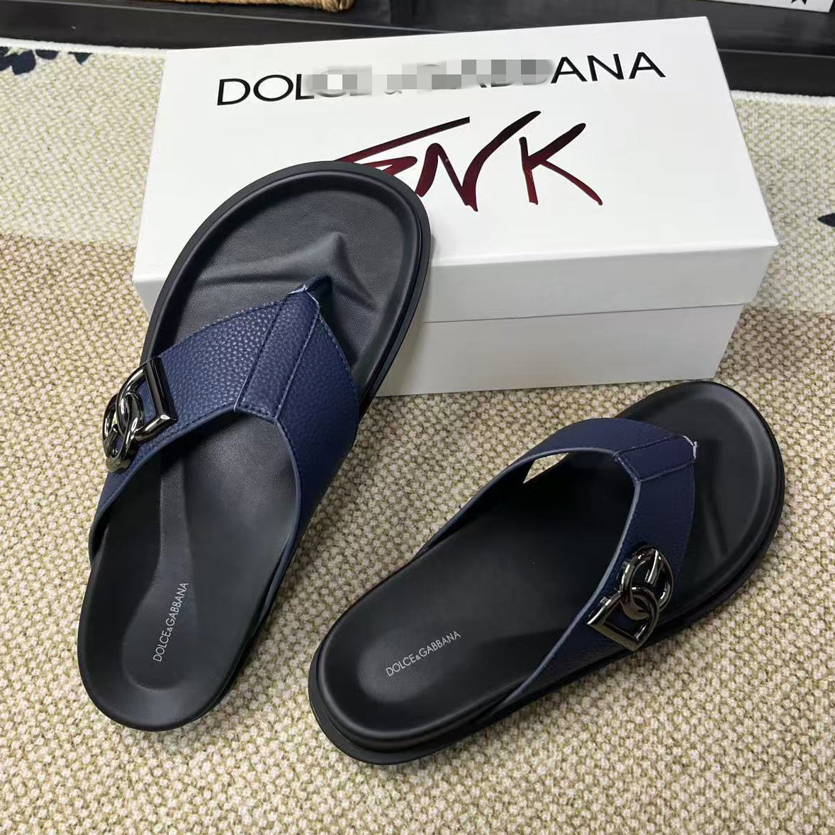 D*G  Premium Leather Casual Slippers - Designer Men's Slides in 5 Colors