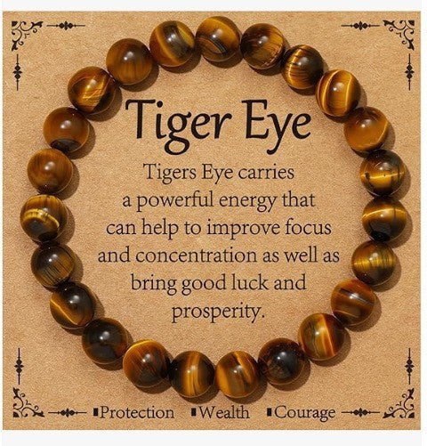 Triple Protection Bracelet | Black Obsidian Tiger Eye Hematite | 8mm Natural Stone | Spiritual Shield Gift
