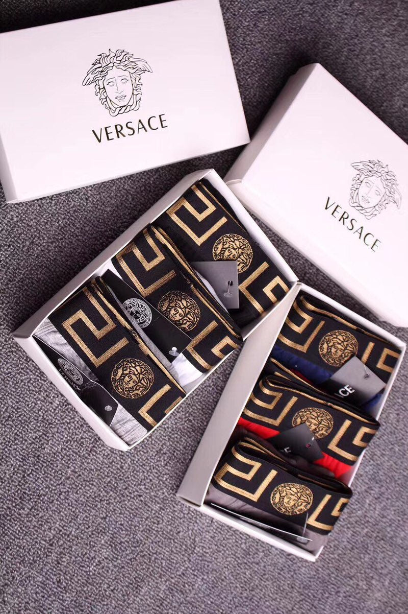 Versace Greek-Key Waistband Men's Trunk Underwear - 3-Piece Box