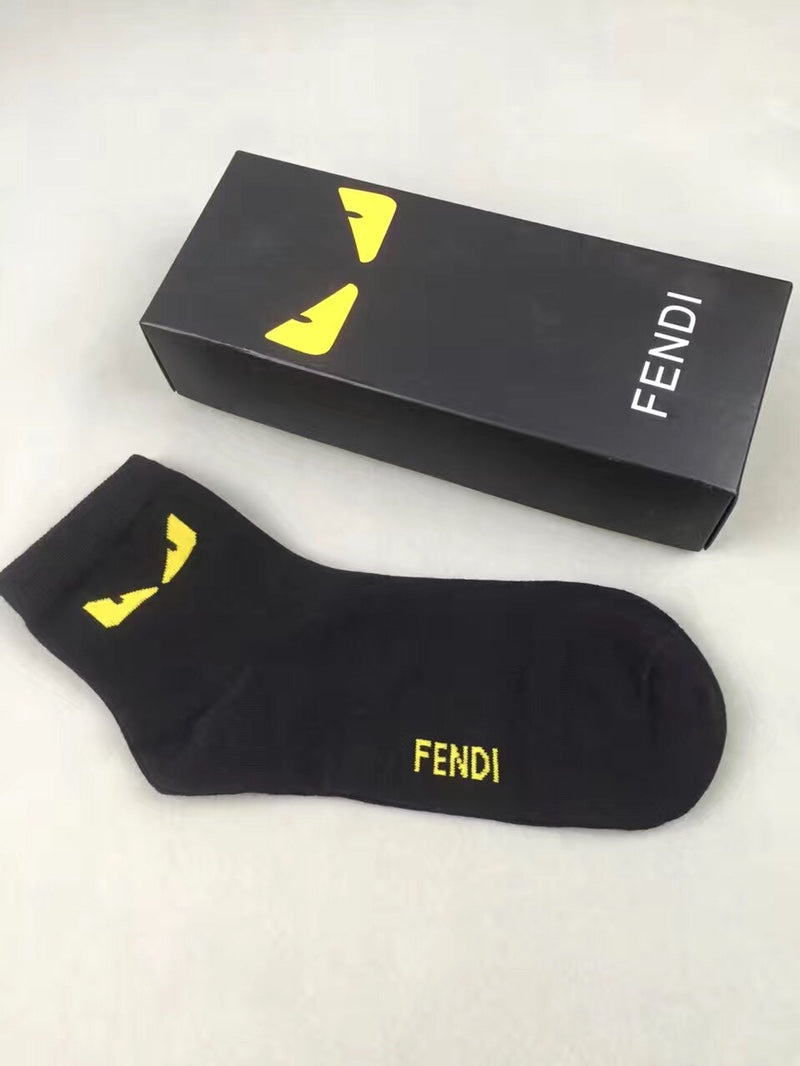 Fendi Restrained Logo Details Ankle Socks - 5-Pair Set